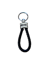 Брелок автомобільний для ключів Jeep Джип плетений екошкіра чорний