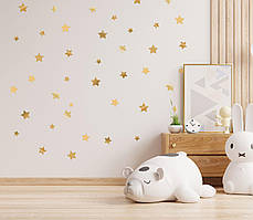 Наклейки інтерєрні Zatarga на стіну Зірки золоті, набір дзеркальні золото, розмір листа 390х450 мм
