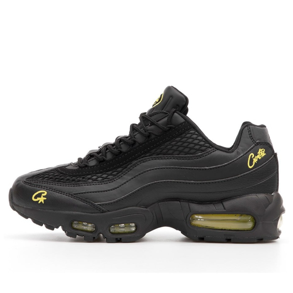 Чоловічі кросівки Nike Corteiz x Air Max 95 SP Black Tour Yellow FB2709-003, чорні шкіряні кросівки кортез найк аір макс 95