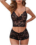 Комплект нижньої білизни чорного кольору топ без кісточок та трусики, фото 4