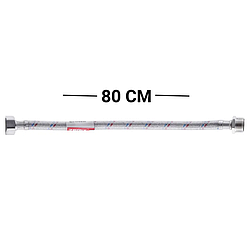 Гнучкий шланг для під'єднання води гайка 1/2" — Штуцер 1/2" (80 см) (силик. оболонка) Zerix (ZX302