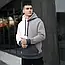 Толстовка чоловіча на флісі Touch біло-сіра зимова кофта худі чоловіча утеплена, фото 3