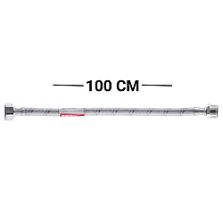 Гнучкий шланг для під'єднання води гайка 1/2" — Штуцер 1/2" (100 см) (силик. оболонка) Zerix (ZX30