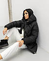 Жіночий пуховик Верона, теплий зимовий пуховик пуфер чорного кольору на біопуху тм LeoPride — розміри 44 -50, фото 6