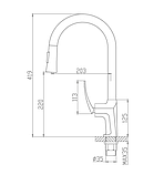 Змішувач для кухні з висувним виливом MONE Deluxe KINGDOM 7381381B Black, фото 6