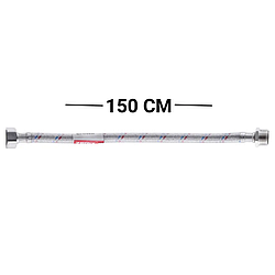 Гнучкий шланг для під'єднання води гайка 1/2" — Штуцер 1/2" (150 см) (силик. оболонка) Zerix (ZX30