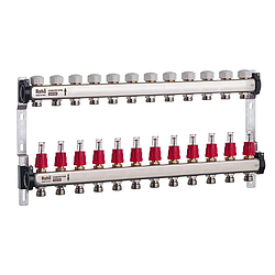 Колектор із витратоміром і термостатичними клапанами Roho R804-12 — 1"х 12 вих. (RO0044)