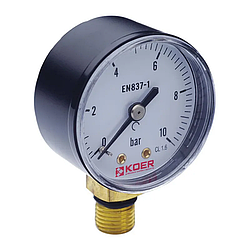 Манометр радіальний (KOER KM.502R) (0-10 bar), D 50 мм, 1/4"-1/2" (KR0209)