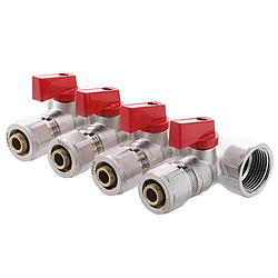 Колектор із кранами, що відсікають, з фітингом Koer KR.1125-4 3/4”x4 ways (KR2837)