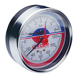 Термоманометр аксіальний (KOER KM.812A) (0-6 bar), D 80 мм, 1/4"-1/2" (KR0220)