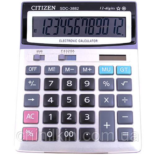 Калькулятор CITIZEN 3882, подвійне живлення, фото 1