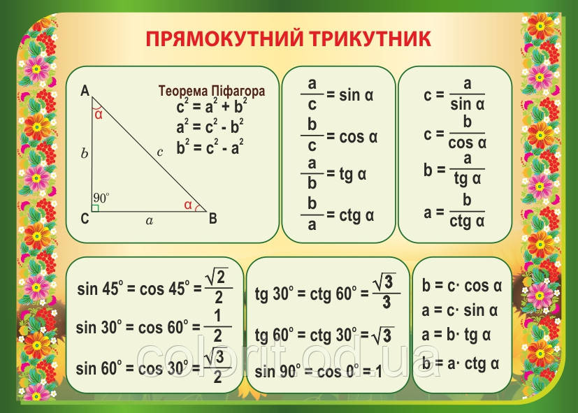 Стенд "Прямокутний трикутник"