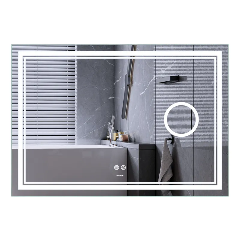 Дзеркало Mixxus Premium QUADRO MR20-120x80 (LED Touch, Anti-fog, димер, лінза) (MP6624), фото 1