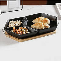 Менажниця на дерев'яній підставці 4 предмети у наборі Sweet Менажниця керамічна для подачі та сервірування