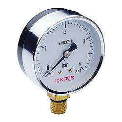 Манометр радіальний (KOER KM.610R) (0-4 bar), D 63 мм, 1/4"-1/2" (KR0203)