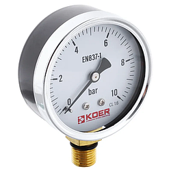 Манометр радіальний (KOER KM.610R) (0-10 bar), D 63 мм, 1/4"-1/2" (KR0205)