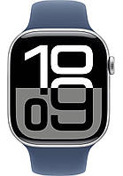 Apple Watch Series 10 GPS 46mm Silver Aluminum Case with Denim Sport Band S/M MWWL3