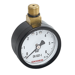 Манометр радіальний KOER KM.630R 1/4" (D 50 мм 0-6 bar, різь зверху корпусу) (KR4762)