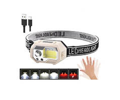 Налобний ліхтар акумуляторний з датчиком руху SH-S9 (є червоне світло)