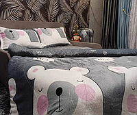 Дитяча зимова велюрова постільна білизна "CROWN" ведмедики