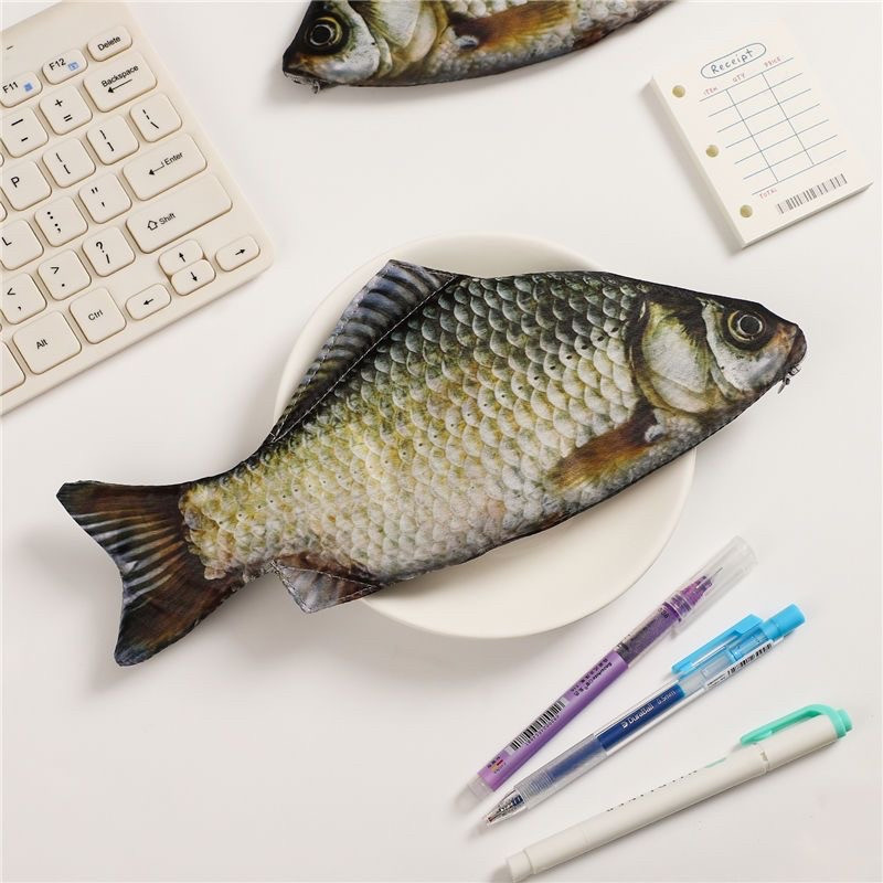 Пенал риба для ручок, пенал із зображенням риби Карась «fish 3d» (сірий)