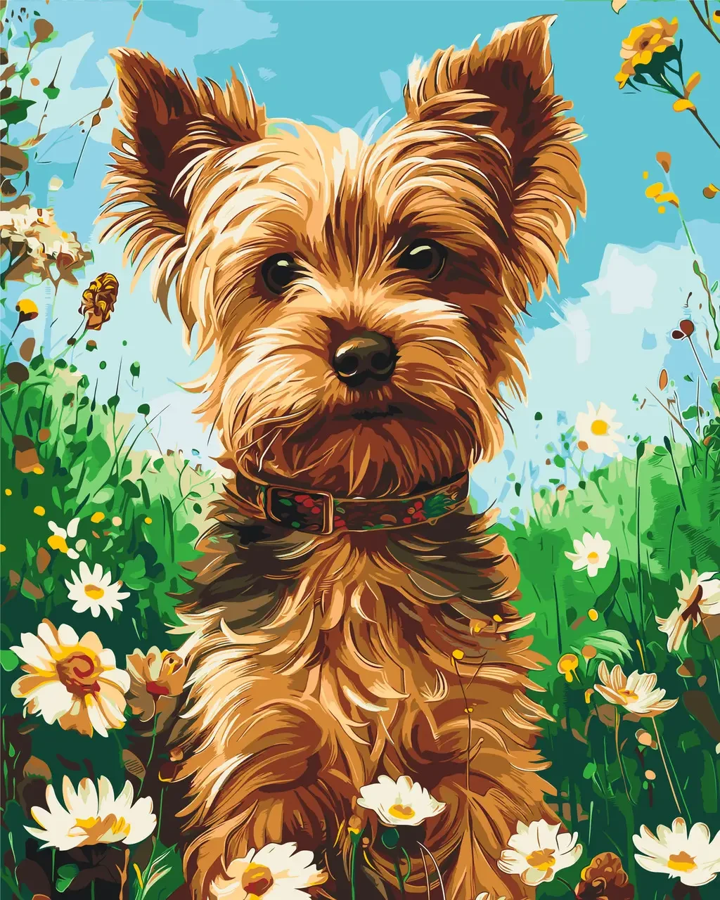 Картина за номерами 40х50 см Собака йоркширський тер'єр. Орігамі LW30470, фото 1