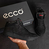 Зимові чоловічі шкіряні черевики на хутрі, чорні теплі черевики чоловікам високі натуральна шкіра зима *K-02 ч бот*, фото 4