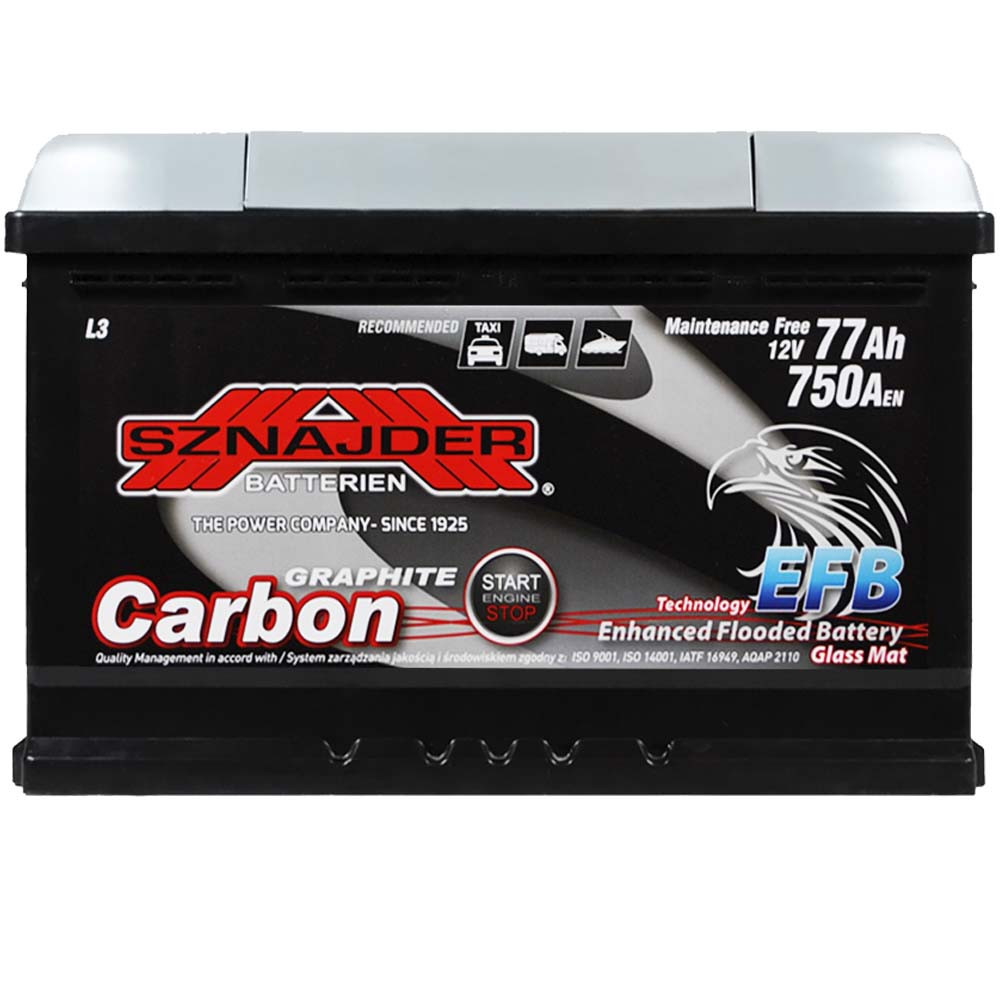 Автомобільний акумулятор SZNAJDER Carbon Start Stop EFB 77Ah 750A R+ 577 05