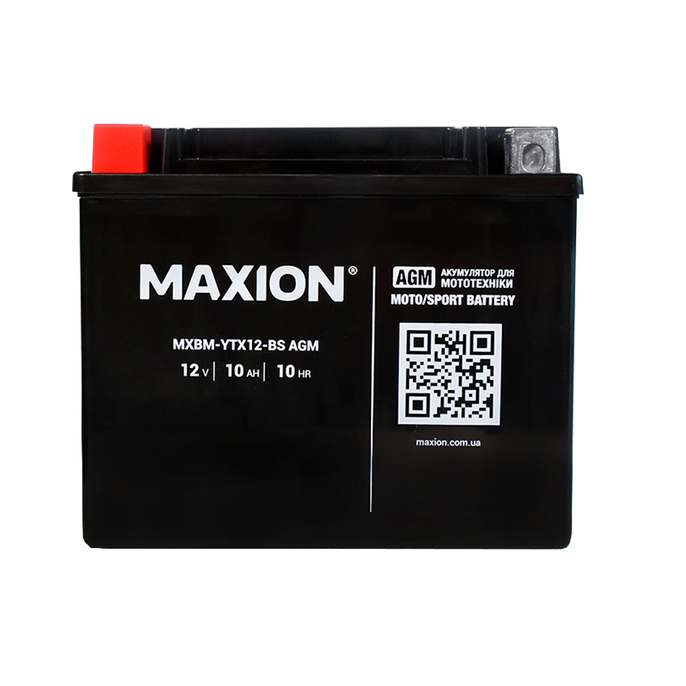 Мото акумулятор MAXION AGM MXBM-YTX12-BS 12V 10Ah 180A L+ MXBM-YTX12-BS, фото 1