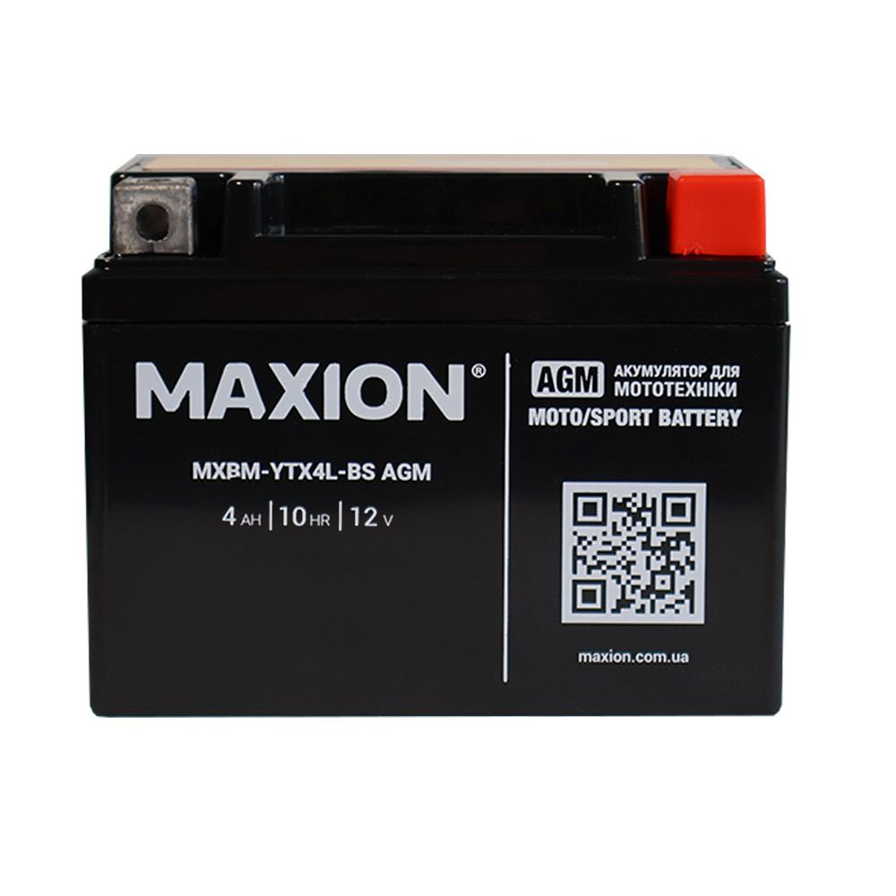 Мото акумулятор MAXION AGM MXBM-YTX4L-BS 12V 4Ah 60A R+ MXBM-YTX4L-BS