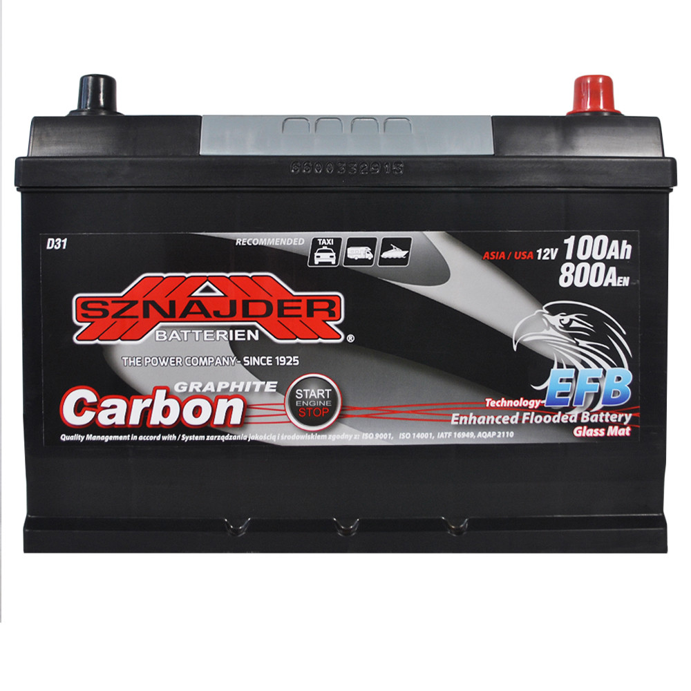 Автомобільний акумулятор SZNAJDER Carbon Start Stop EFB Asia 100Аh 800А R+ (D31) (600 46)