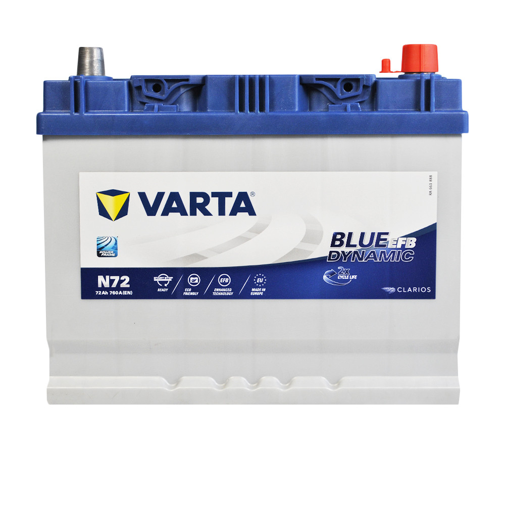 Автомобільний акумулятор VARTA Blue Dynamic EFB Asia 72Ah 760A R+ 634804