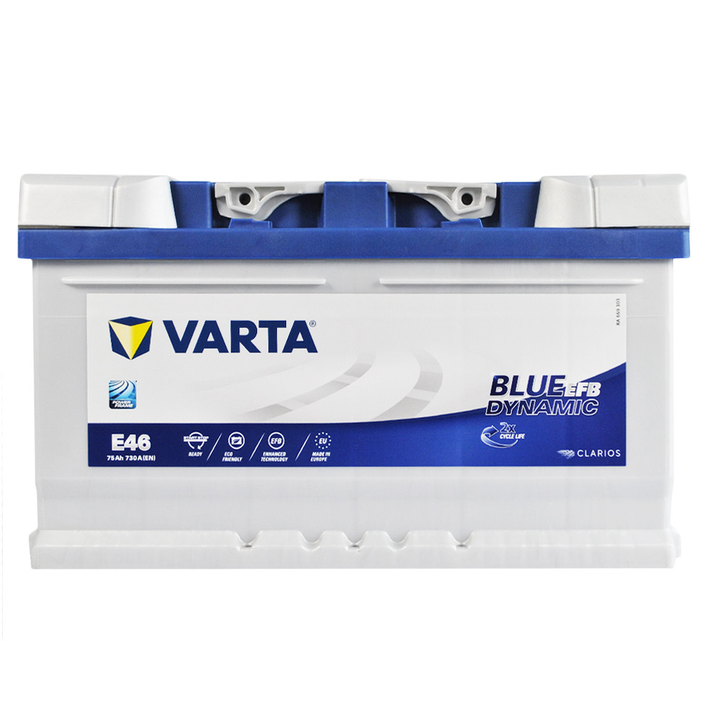 Автомобільний акумулятор VARTA Blue Dynamic EFB (E46) 75Ah 730A R+ (LB4) (h=175), фото 1