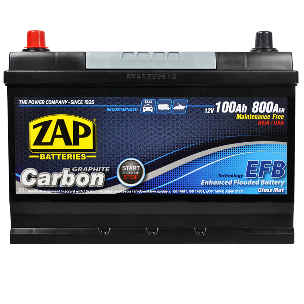Автомобільний акумулятор ZAP Carbon Start Stop EFB Asia 100Аh 800А L+ (D31) (600 47)