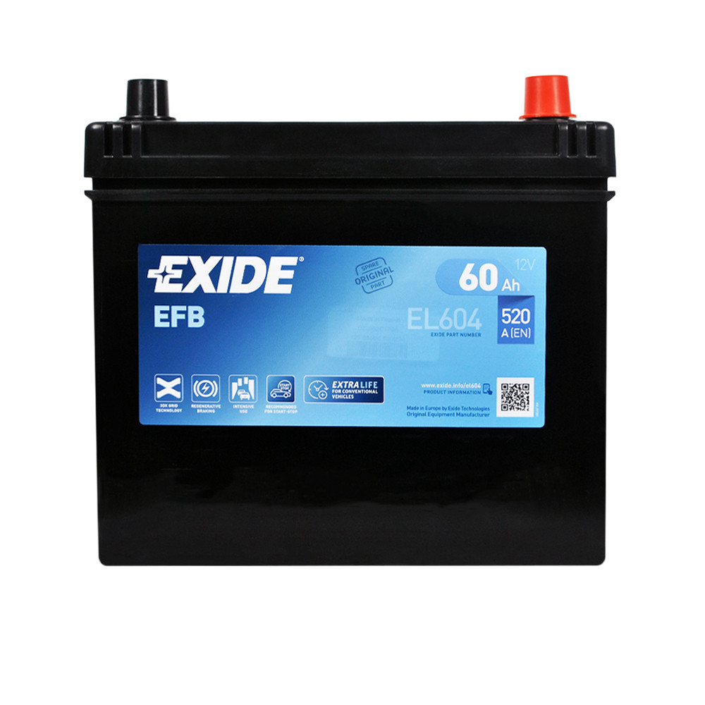 Автомобільний акумулятор EXIDE Start-Stop EFB Asia (EL604) 60Ah 520A R+ (D23)