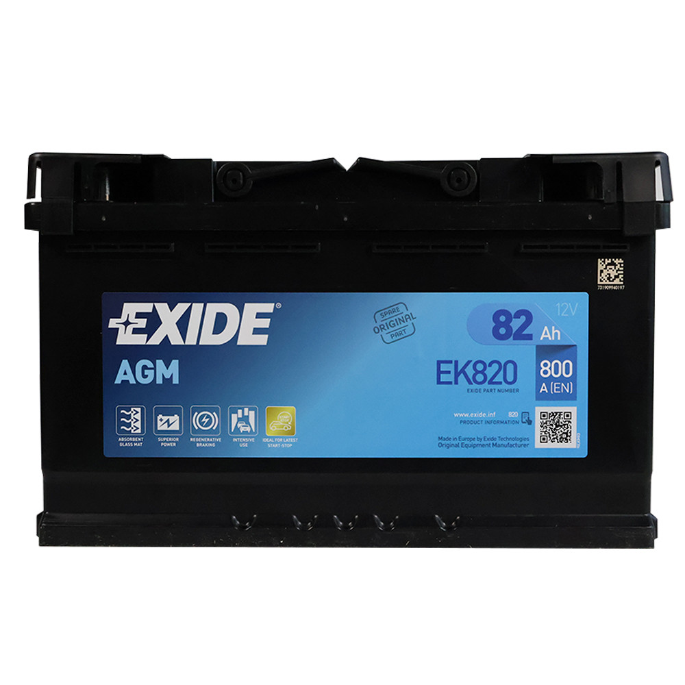 Автомобільний акумулятор EXIDE Start-Stop AGM (EK820) 82Аh 800A R+