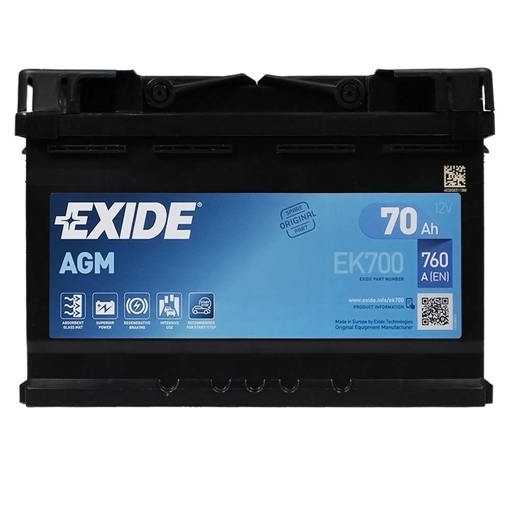 Автомобільний акумулятор EXIDE Start-Stop AGM 70Аh 760A R+ EK700, фото 1