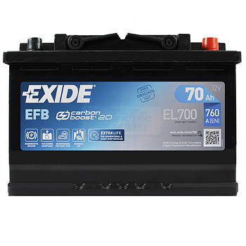 Автомобільний акумулятор EXIDE Start-Stop EFB  (EL700) 70Аh 760A R+