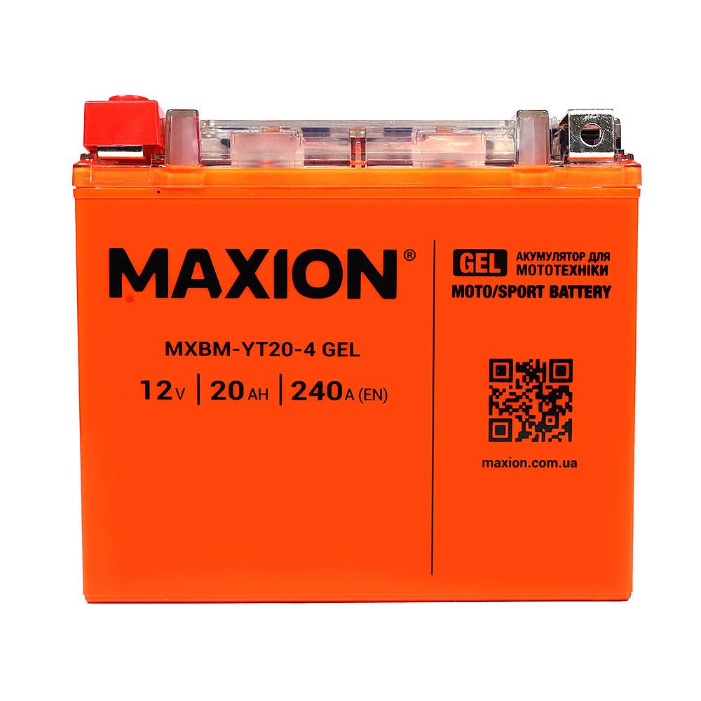 Мото акумулятор MAXION 24MXBM-YT20-4 GEL (12V, 20Ah, 240A, +/-)