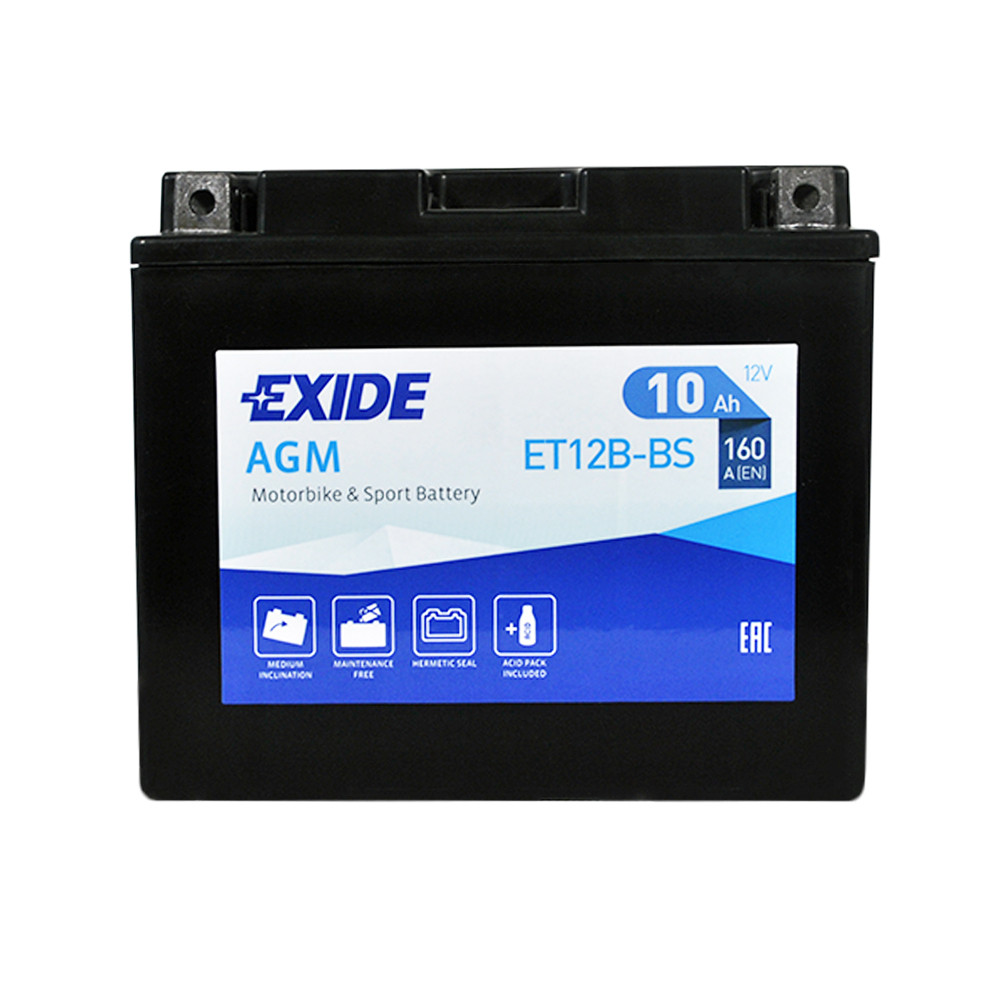 Мото акумулятор AGM ET 12B-BS EXIDE (12V, 10A), фото 1