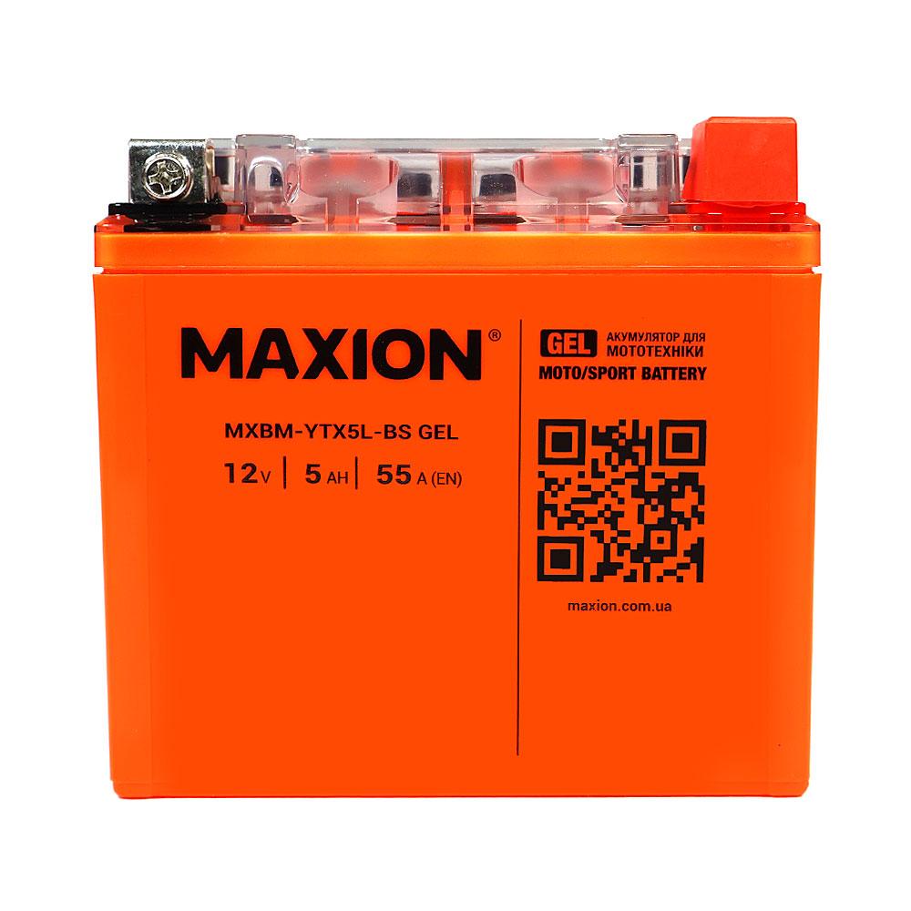 Мото акумулятор MAXION GEL 24MXBM-YTX5L-BS 12V 5Ah 55A R+ MXBM-YTX5L-BS GEL, фото 1