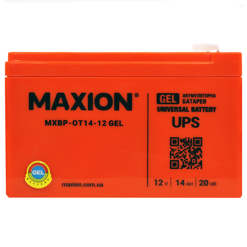 Акумулятор промисловий MAXION MXBP-OT 14-12 GEL (12V, 14Ah, +/-), фото 1