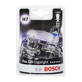 Лампа галогенна Bosch Gigalight +120 H7 12V 55W PX26d (компл.2шт.) блістер 1987301426