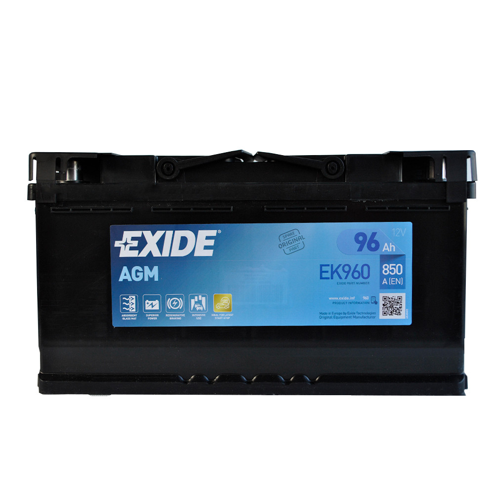 Автомобільний акумулятор EXIDE Start-Stop AGM (EK960) 96Аh 850A R+ (L5), фото 1
