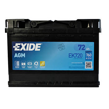 Автомобільний акумулятор EXIDE Start-Stop AGM  (EK720) 72Аh 760A R+ (L3)