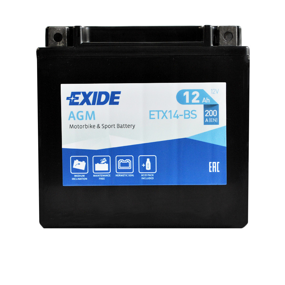 Мото акумулятор AGM ETX 14-BS EXIDE (12V, 12A), фото 1