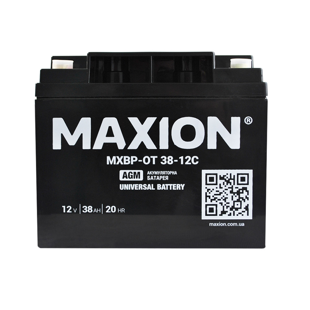 Акумулятор промисловий MAXION MXBP-OT 38-12C (12V, 38Ah, +/-), фото 1