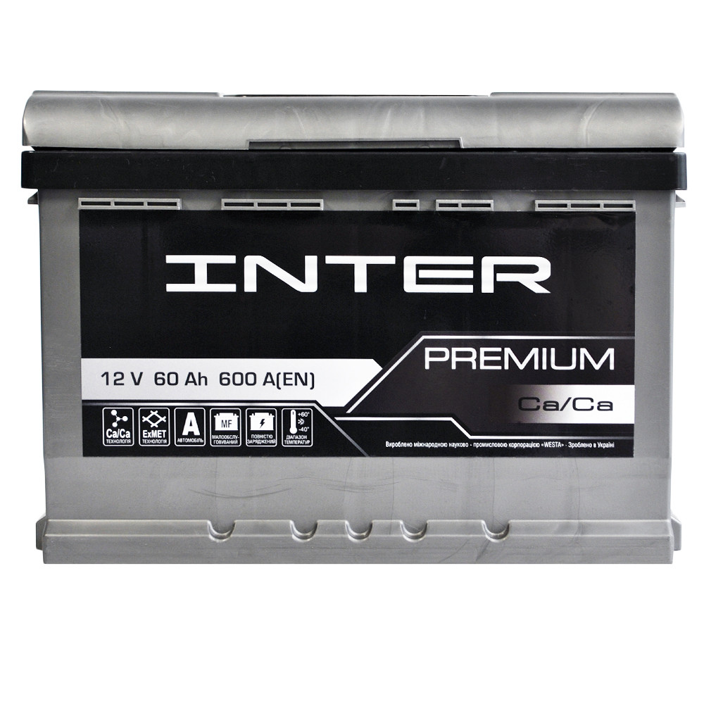 Автомобільний акумулятор INTER Premium 60Ah 600A L+ 4820219073697