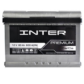 Автомобільний акумулятор INTER Premium 60Ah 600A L+ 4820219073697