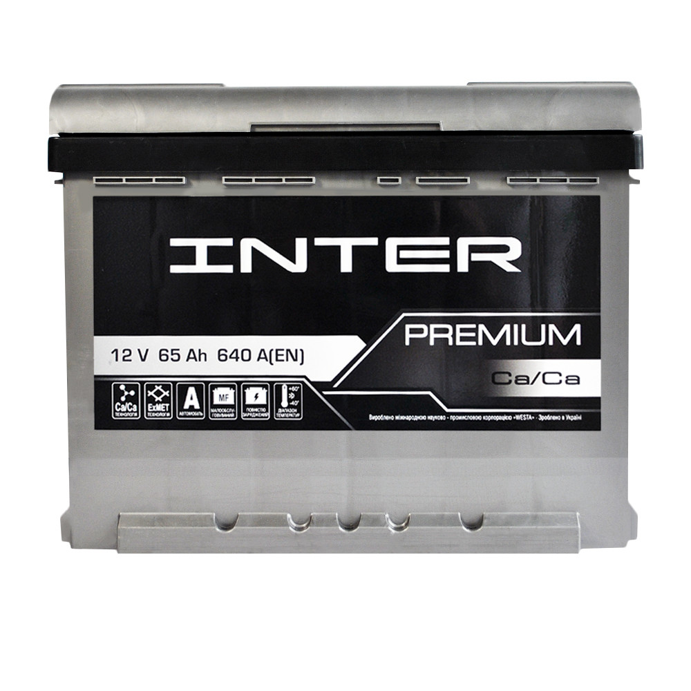 Автомобільний аккумулятор INTER Premium 65Ah 640A L+ 4820219073710